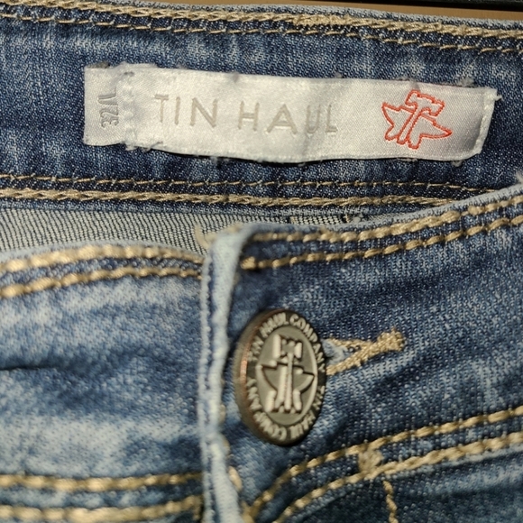 Tin Haul Women's Blue Boot Cut Jeans with Embroidered Design - Picture 3 of 3